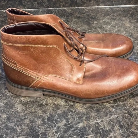 Rockport brown lather ankle boots size US 12 EU 46.5 - Picture 2 of 4